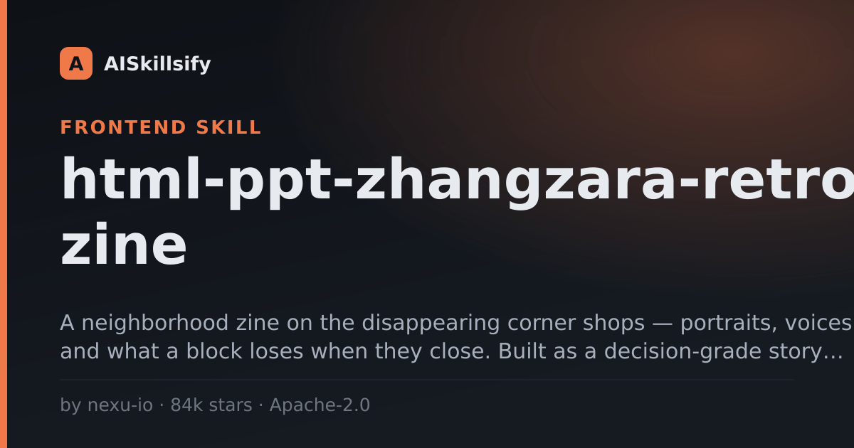 html-ppt-zhangzara-retro-zine skill by nexu-io