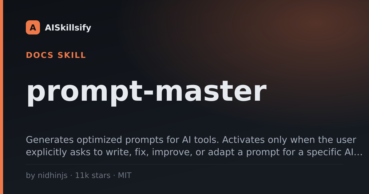 prompt-master skill by nidhinjs