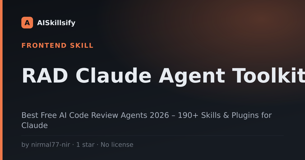 RAD Claude Agent Toolkit skill by nirmal77-nir
