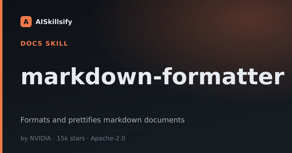 markdown-formatter skill by NVIDIA