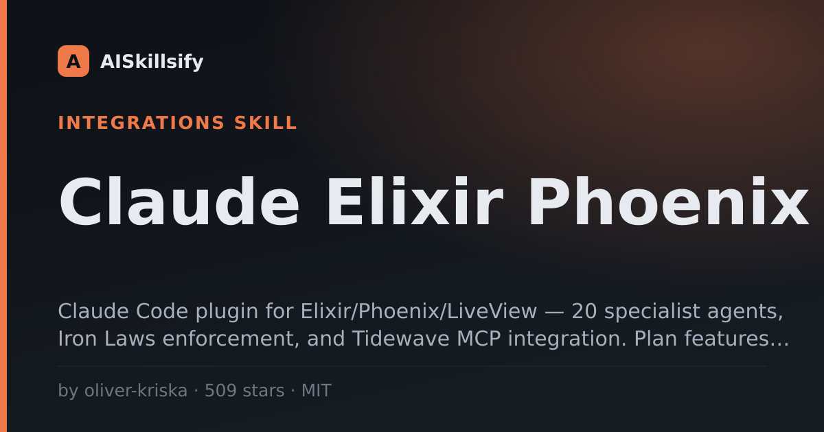 Claude Elixir Phoenix skill by oliver-kriska