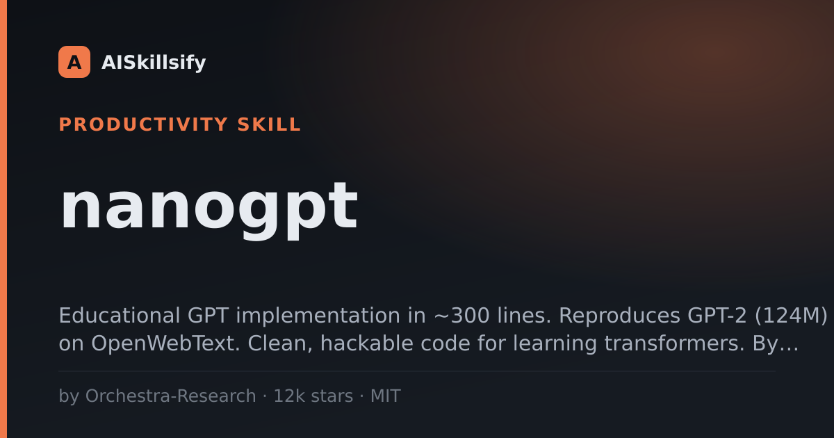nanogpt skill by Orchestra-Research