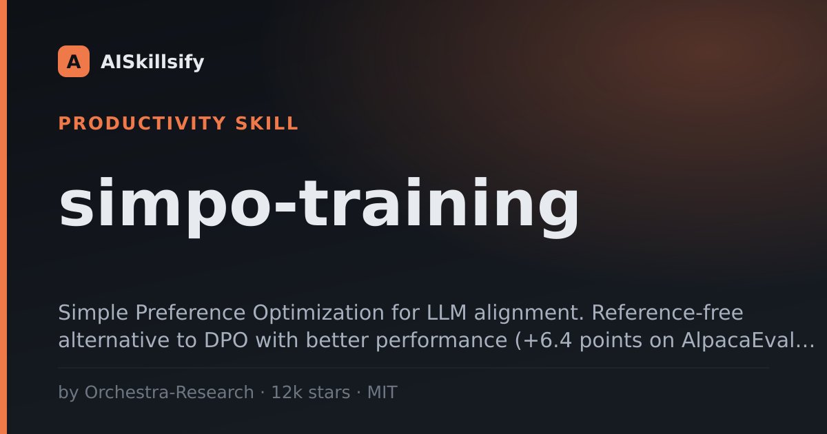 simpo-training skill by Orchestra-Research