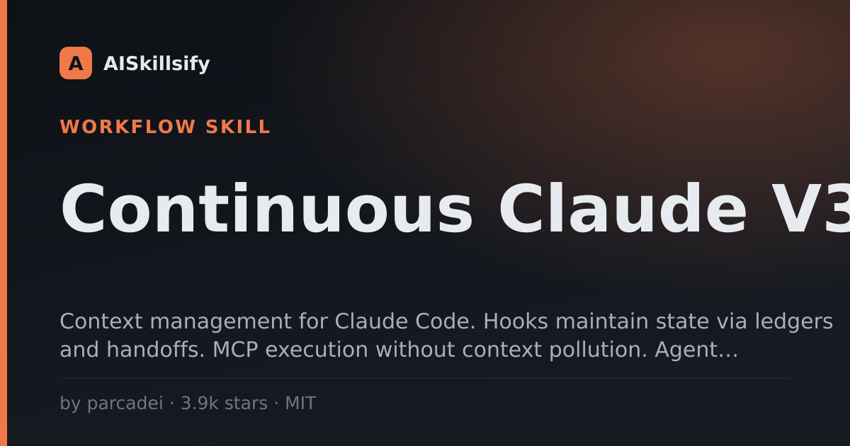 Continuous Claude V3 skill by parcadei