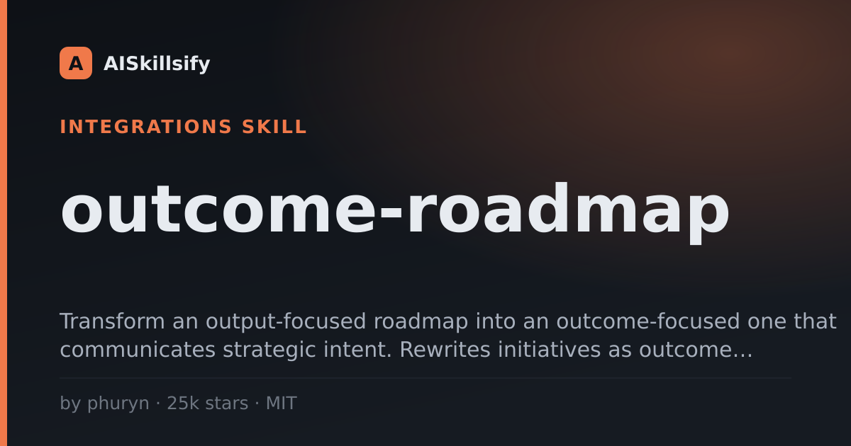 outcome-roadmap skill by phuryn