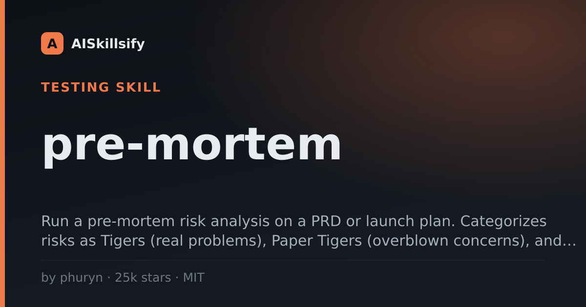 pre-mortem skill by phuryn