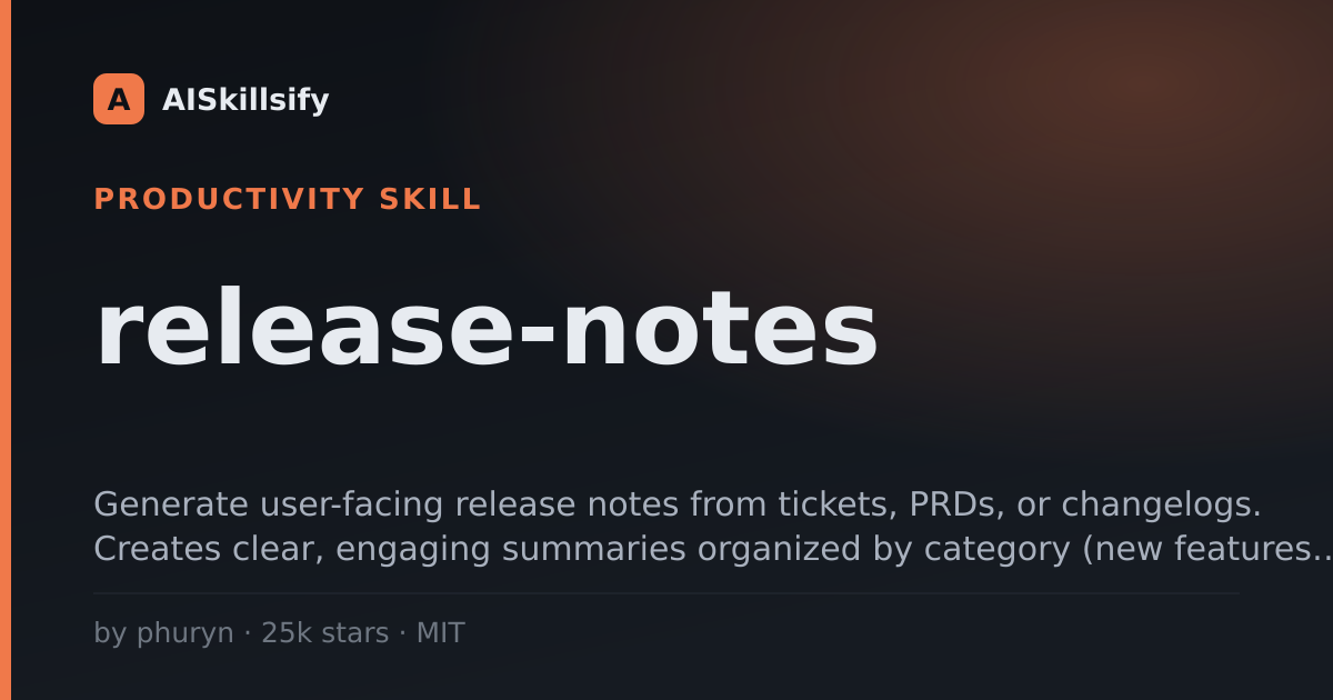 release-notes skill by phuryn