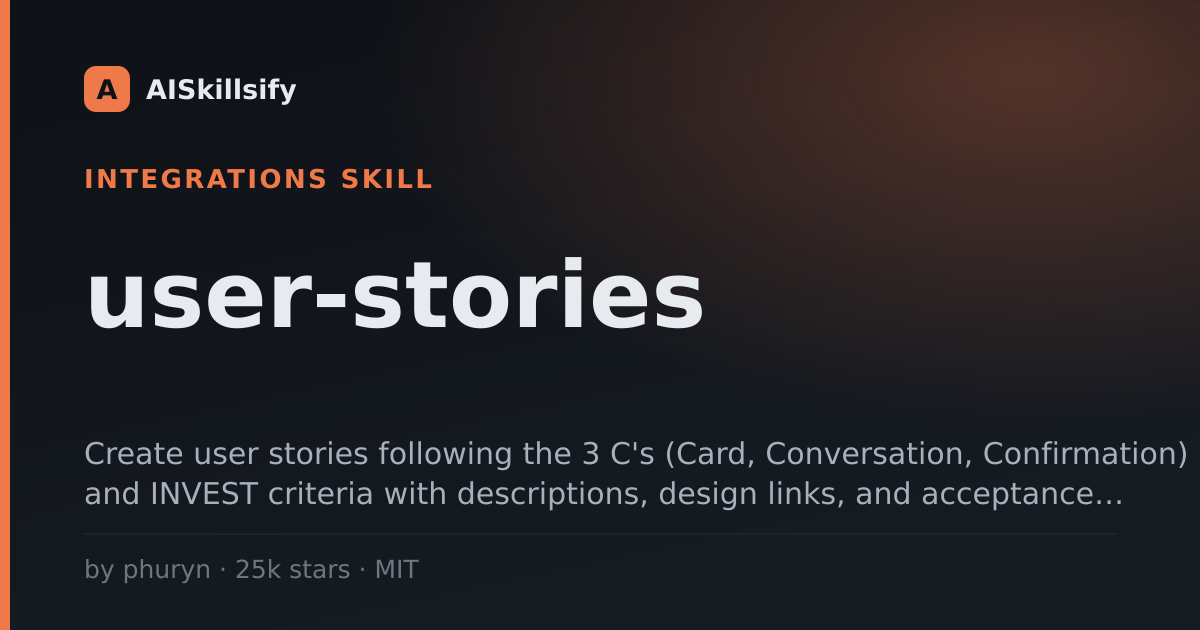 user-stories skill by phuryn