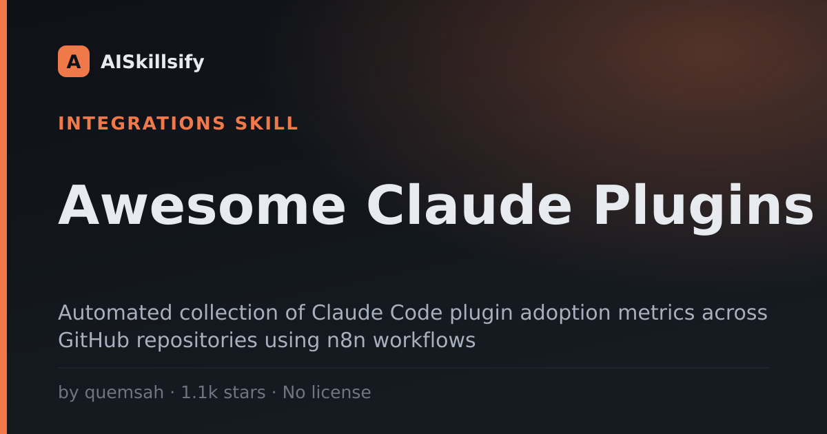 Awesome Claude Plugins skill by quemsah