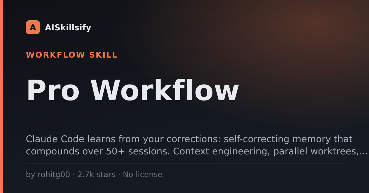 Pro Workflow skill by rohitg00
