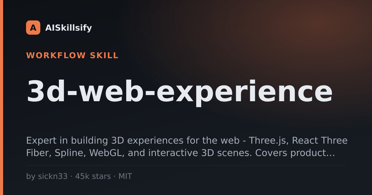3d-web-experience skill by sickn33