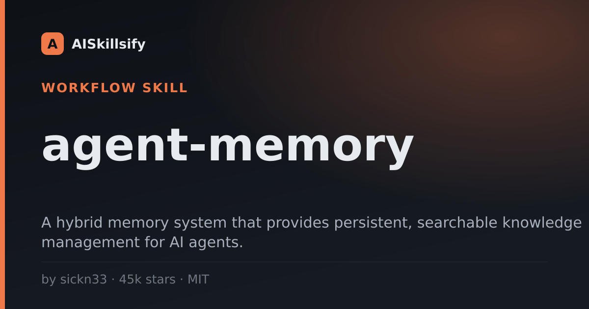 agent-memory skill by sickn33