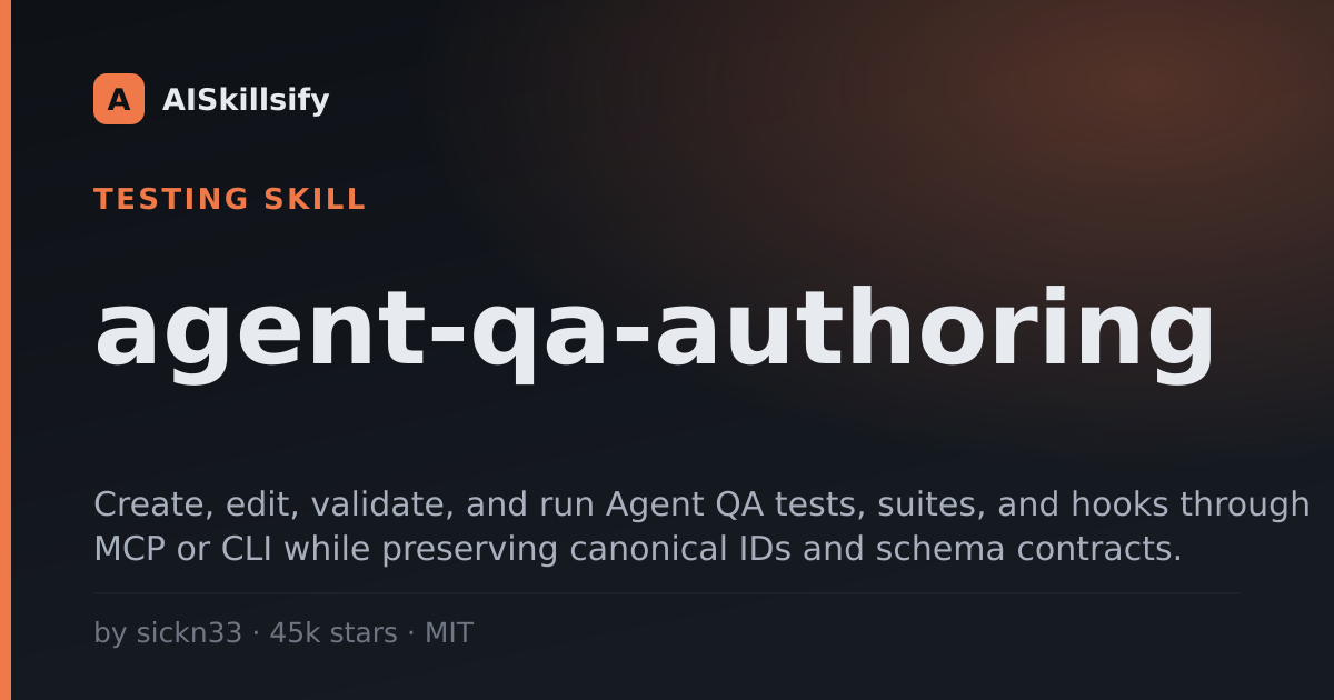 agent-qa-authoring skill by sickn33