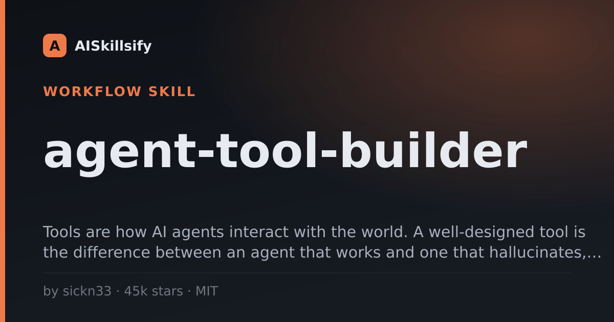 agent-tool-builder skill by sickn33