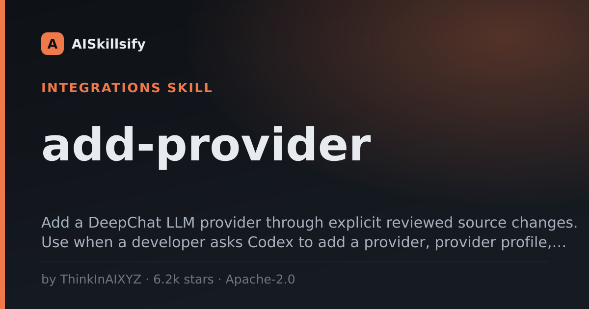 add-provider skill by ThinkInAIXYZ