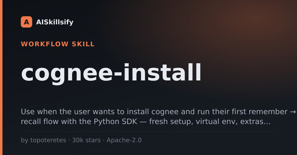 cognee-install skill by topoteretes