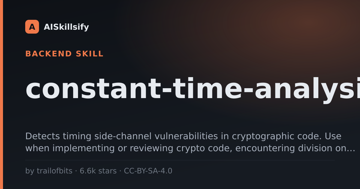 constant-time-analysis skill by trailofbits
