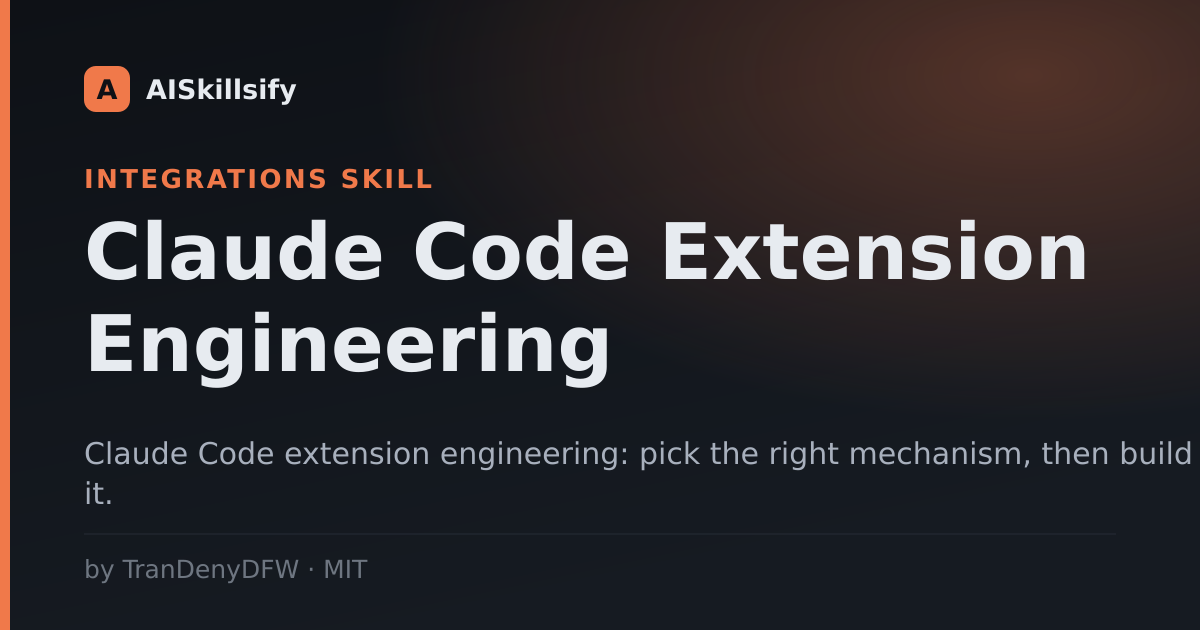 Claude Code Extension Engineering skill by TranDenyDFW