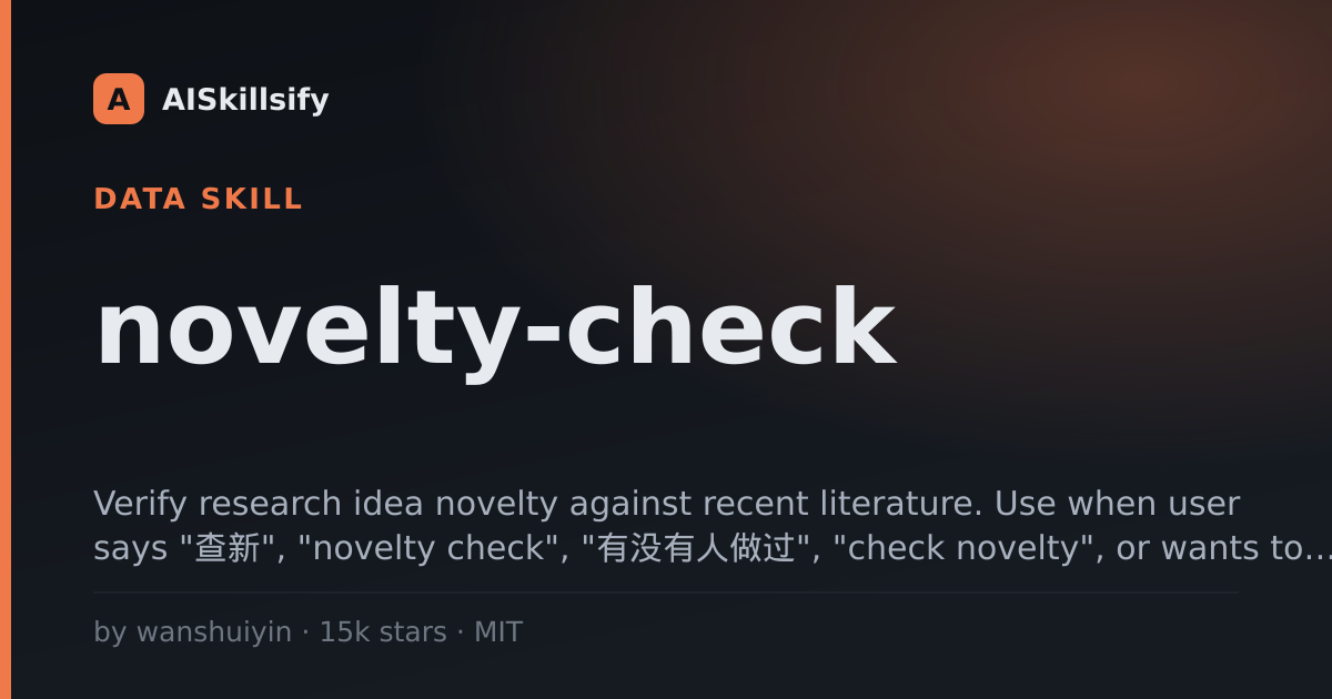 novelty-check skill by wanshuiyin