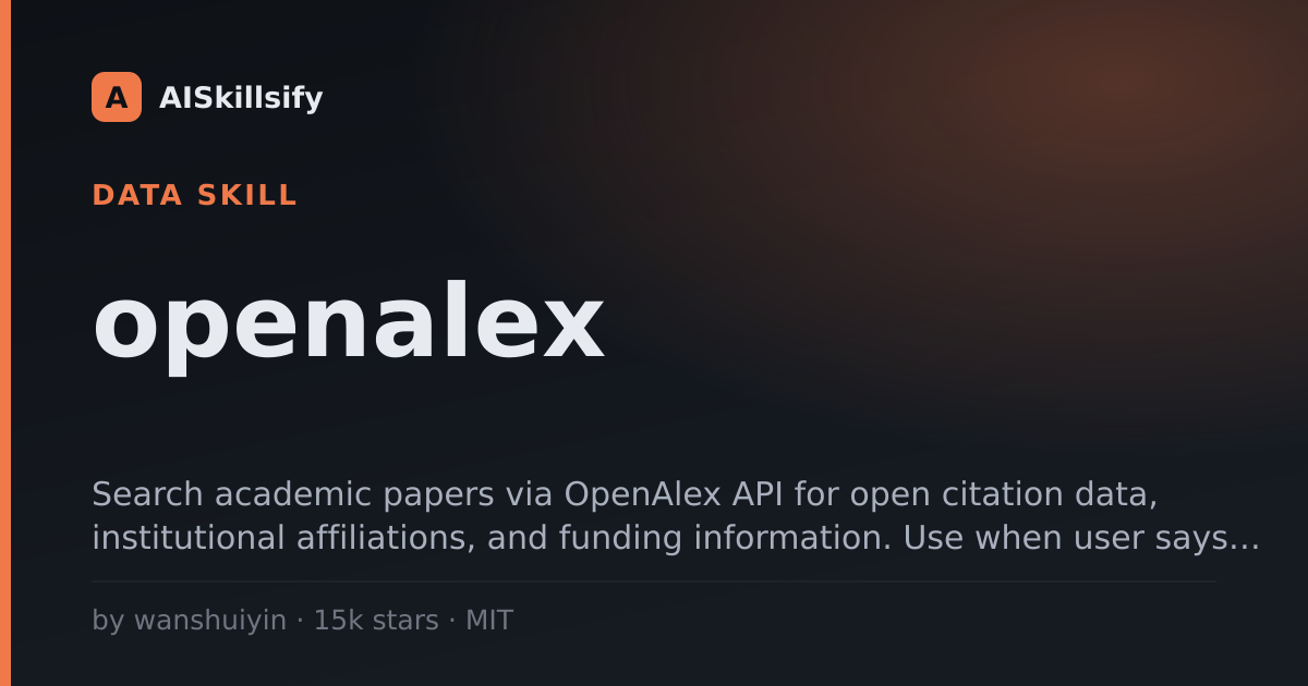 openalex skill by wanshuiyin