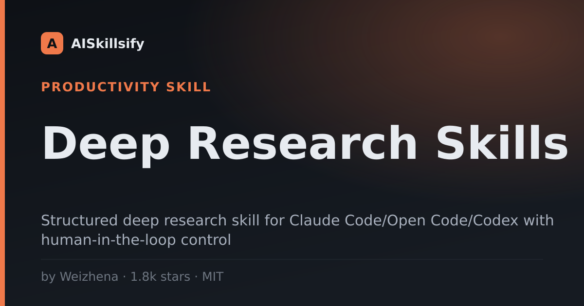 Deep Research Skills skill by Weizhena