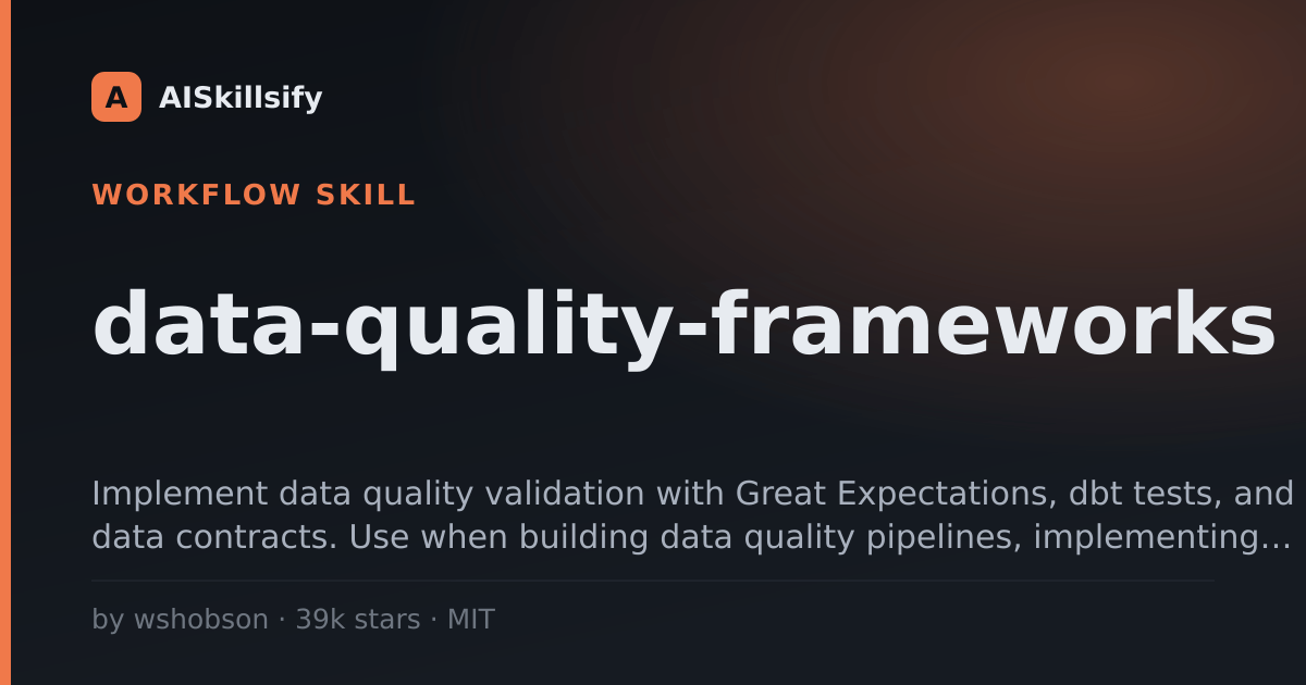 data-quality-frameworks skill by wshobson