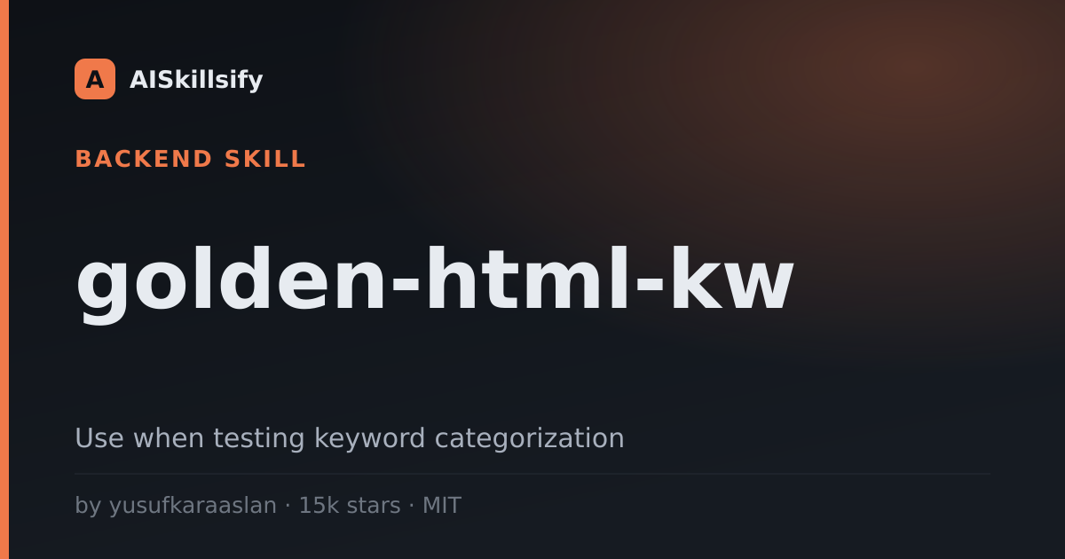 golden-html-kw skill by yusufkaraaslan